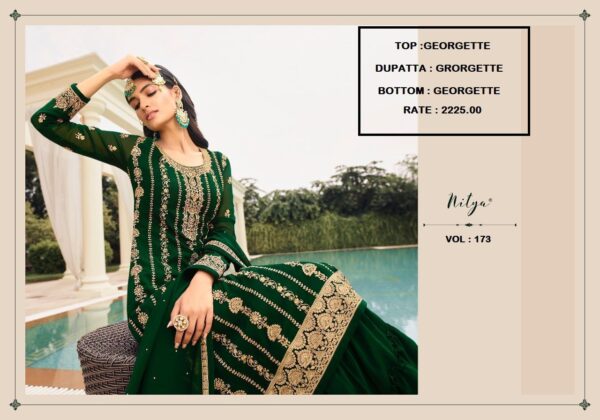Lt Present Nitya Vol 173 73001 To 73005 Georgette Heavy Embroidery Suits Catalogue Wholesaler