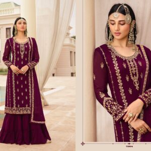 Lt Present Nitya Vol 173 73001 To 73005 Georgette Heavy Embroidery Suits Catalogue Wholesaler