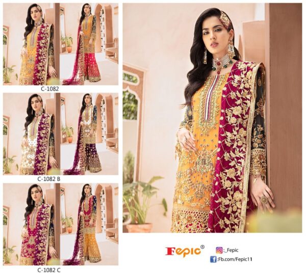 Fepic Rosemeen C-1082 Colours Georgette Heavy Embroidery Pakistani Salwar Kameez Wholesale