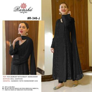 Ramsha Present R-346 A To E Georgette With Heavy Embroidery Pakistani Dresses Manufacturers Surat