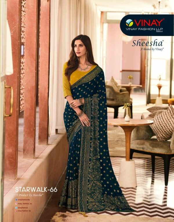 Vinay Sheesha Starwalk 66 Georgette Foil Work Sarees Collection