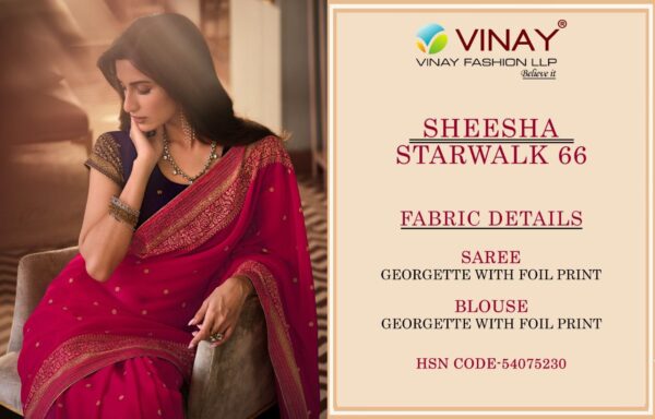 Vinay Sheesha Starwalk 66 Georgette Foil Work Sarees Collection