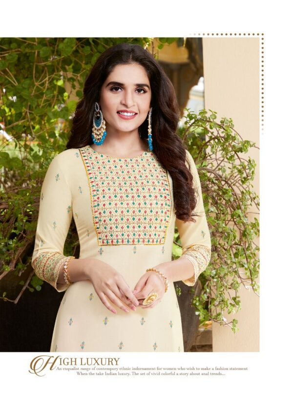 Kajal Style Present Fashion Label Vol 8 Heavy Rayon Kurti With Flair  Palazzo Catalog Wholesaler