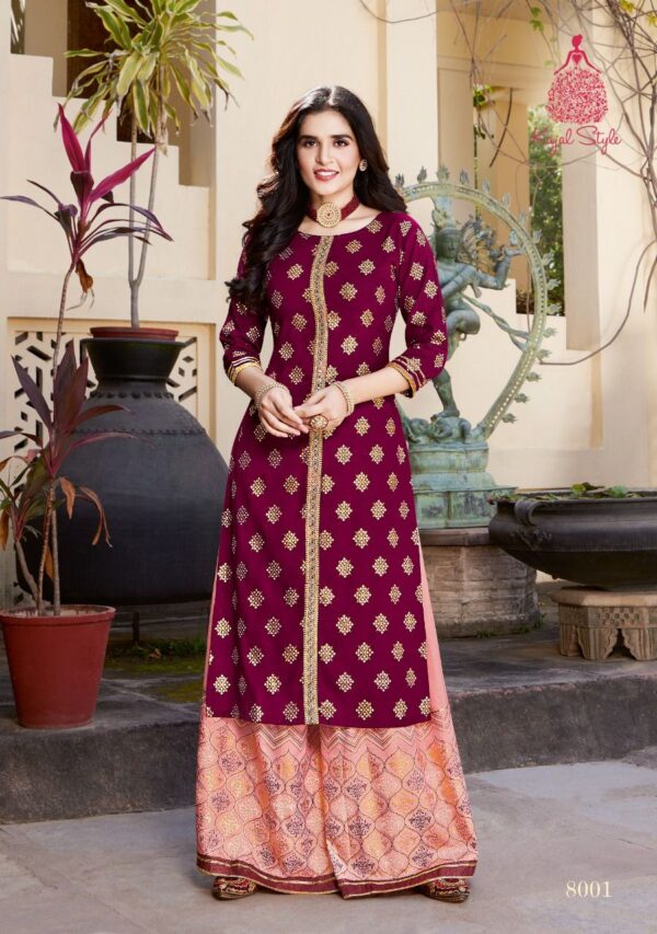 Kajal Style Present Fashion Label Vol 8 Heavy Rayon Kurti With Flair  Palazzo Catalog Wholesaler