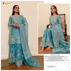 Fepic Rosemeen C 1172 Organza Heavy Embroidery Handwork Pakistani Salwar Kameez