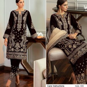 Deepsy Suit Present D No 1252 Maria B Velvet With Embroidery Pakistani Suits Collection Wholesaler