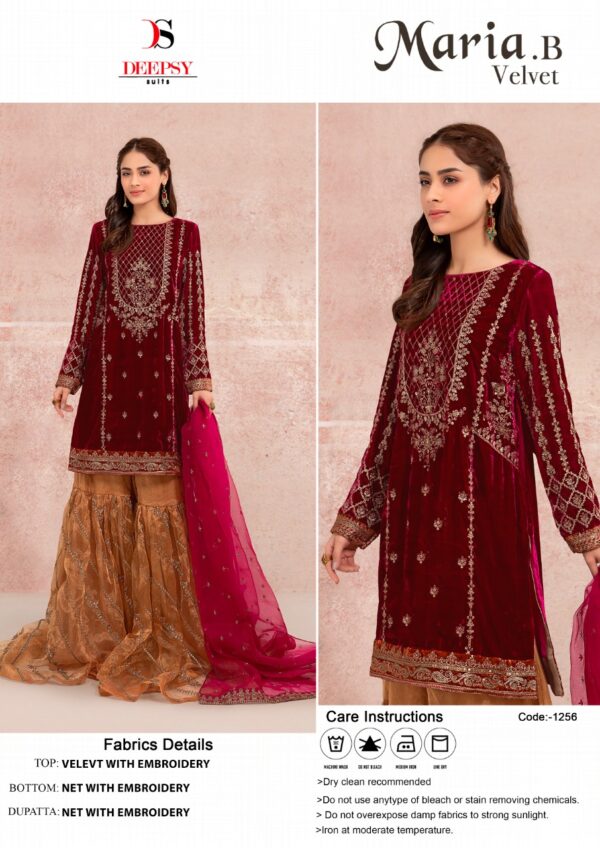 Deepsy Suit Present D No 1256 Maria B Velvet With Embroidery Pakistani Salwar Kameez Collection Wholesale
