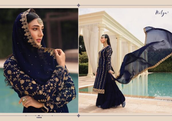 Lt Present Nitya Vol 173 73001 To 73005 Georgette Heavy Embroidery Suits Catalogue Wholesaler
