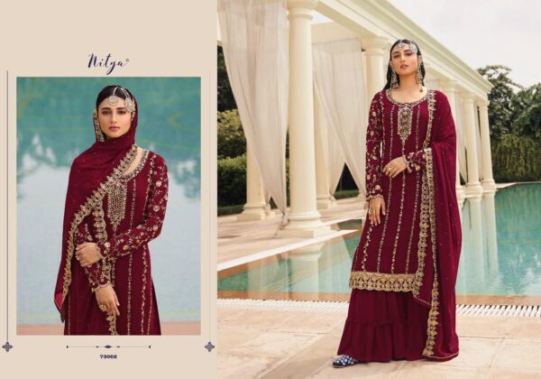 Lt Present Nitya Vol 173 73001 To 73005 Georgette Heavy Embroidery Suits Catalogue Wholesaler