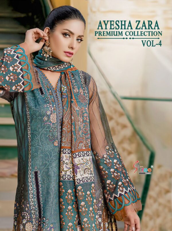 Shree Fab Ayesha Zara Premium Collection Vol 4 Cotton Print Embroidery Latest Pakistani Salwar Kameez Catalogue