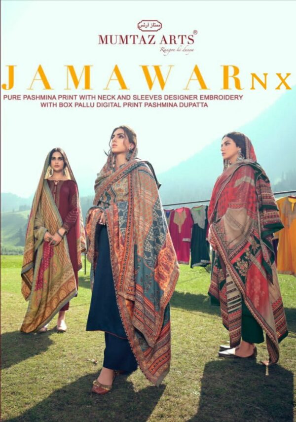 Mumtaz Arts Present Jamawar NX  Pashmina Embroidery Salwar Kameez Catalogue Wholesaler