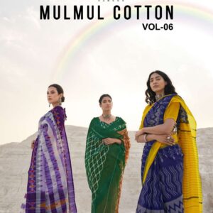 Shangrial Sarees Present Mul Mul Cotton Vol 6 Ikkat Handloom Print Sarees Collection On Cotton Fabric
