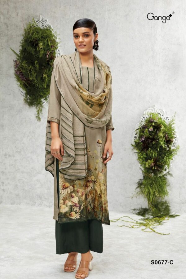 GANGA ANAHI 677 PURE BEMBERG CRAPE PRINTED SALWAR KAMEEZ CATALOG WHOLESALE