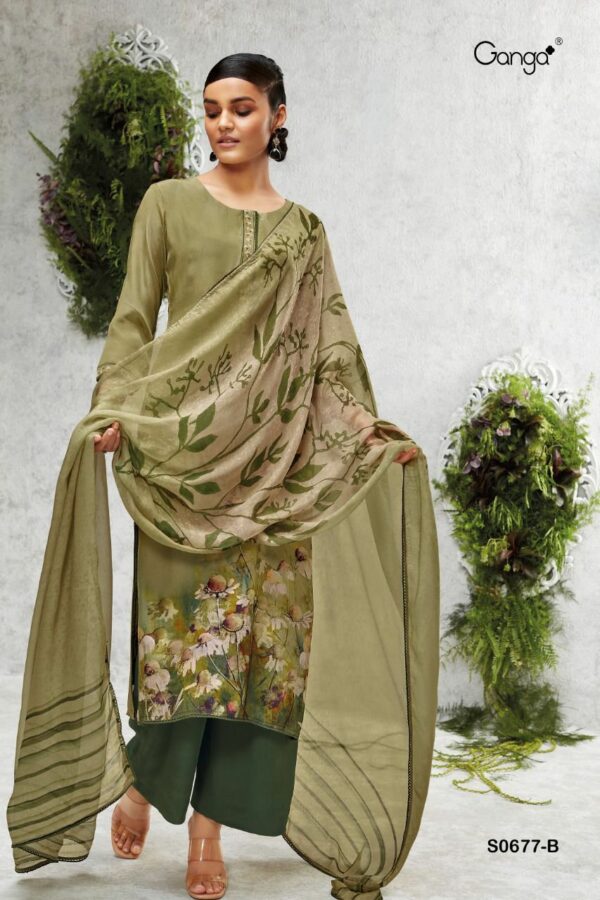 GANGA ANAHI 677 PURE BEMBERG CRAPE PRINTED SALWAR KAMEEZ CATALOG WHOLESALE
