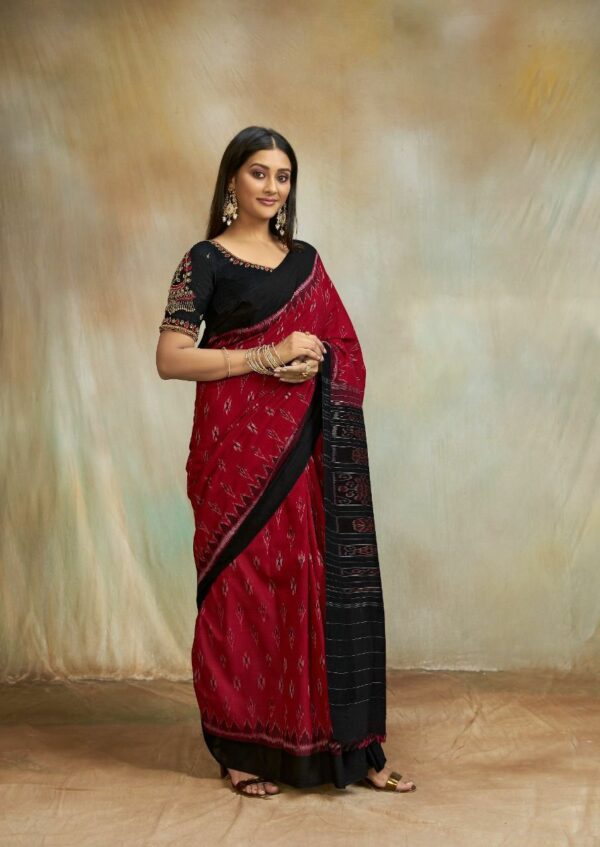 S.R. Brand Maggam Ikkat Print Fancy Saree Catalog Wholesaler Surat Gujarat