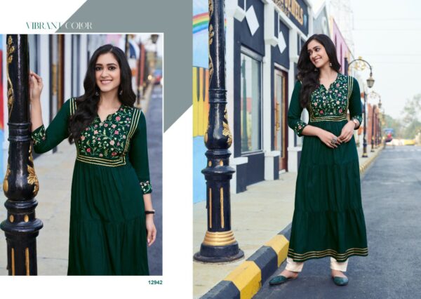 Kalaroop By Kajree Launched Zoya Heavy Fancy Rayon A Line Kurtis Catalog Cheapest Prices