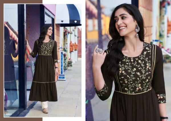 Kalaroop By Kajree Launched Zoya Heavy Fancy Rayon A Line Kurtis Catalog Cheapest Prices