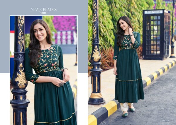 Kalaroop By Kajree Launched Zoya Heavy Fancy Rayon A Line Kurtis Catalog Cheapest Prices
