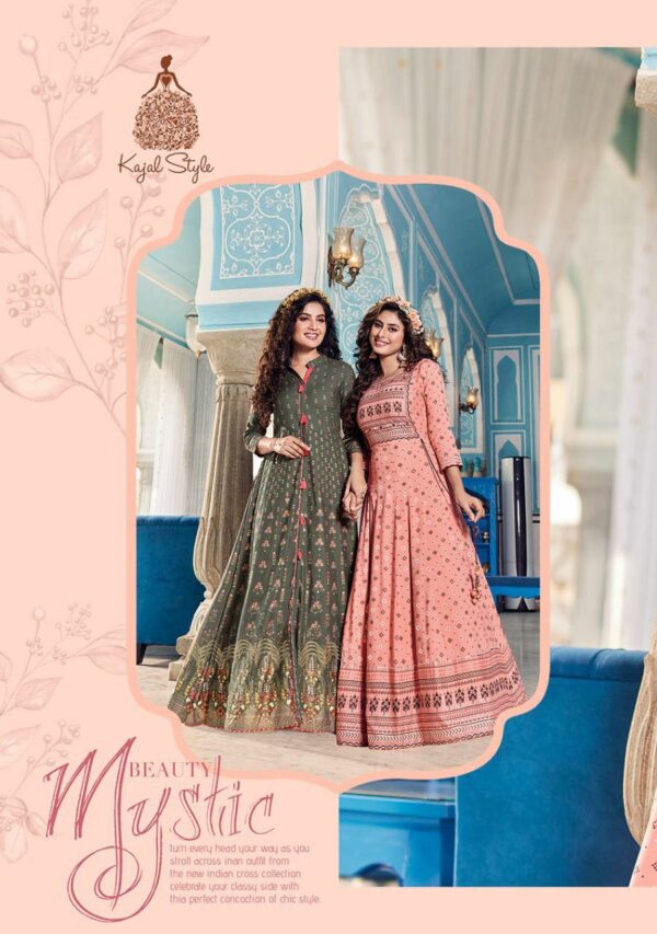 Kajal Style Fashion Colorbar Vol 7 Designer Gown Style Rayon Embroidery Work Kurtis Catalog Wholesaler