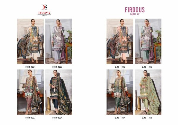 Deepsy Suits Present Firdous Lawn 22 Pure Cotton Embroidery Pakistani Salwar Kameez Catalog
