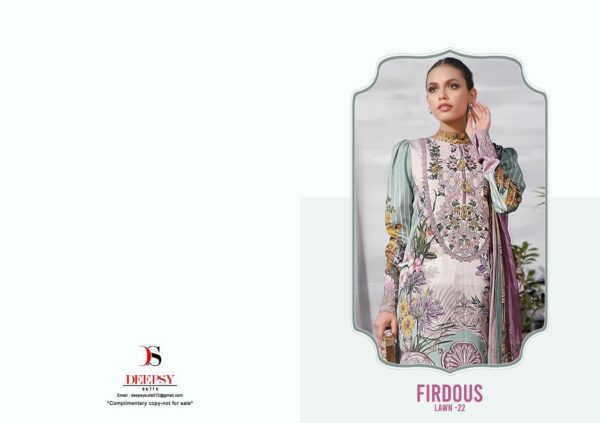 Deepsy Suits Present Firdous Lawn 22 Pure Cotton Embroidery Pakistani Salwar Kameez Catalog