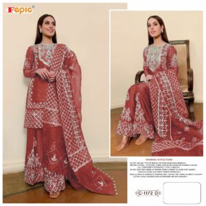 Fepic Rosemeen C 1172 D Organza Embroidery Heavy Handwork Pakistani Salwar Kameez