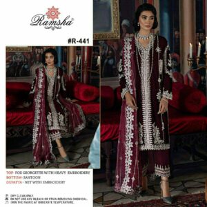 Ramsha Present R 441 Georgette Embroidery And Patch Work Pakistani Salwar Kameez