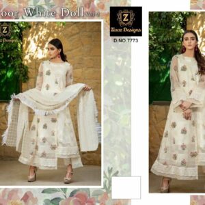 Ziaaz Designs White Doll Vol 2 Organza Embroidery Pakistani Salwar Kameez