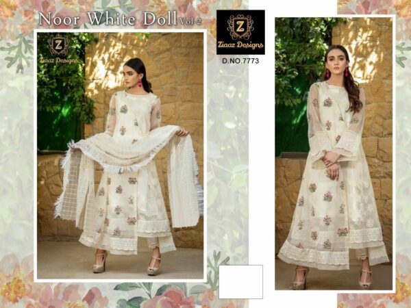 Ziaaz Designs White Doll Vol 2 Organza Embroidery Pakistani Salwar Kameez