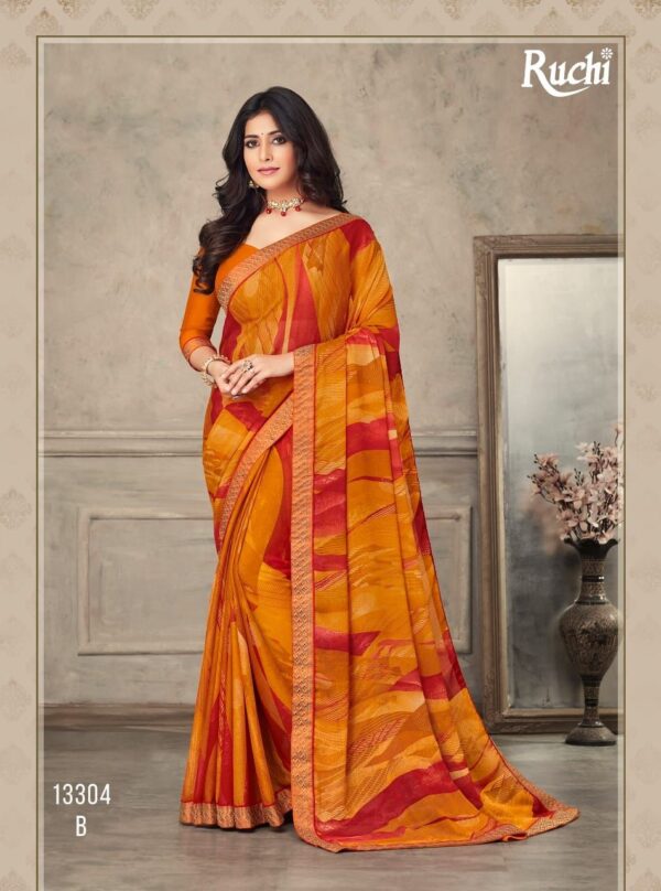 Ruchi Saree Present Savera Fancy  Chiffon Saree With Banarasi Border