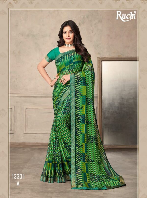 Ruchi Saree Present Savera Fancy  Chiffon Saree With Banarasi Border