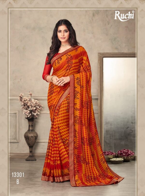 Ruchi Saree Present Savera Fancy  Chiffon Saree With Banarasi Border