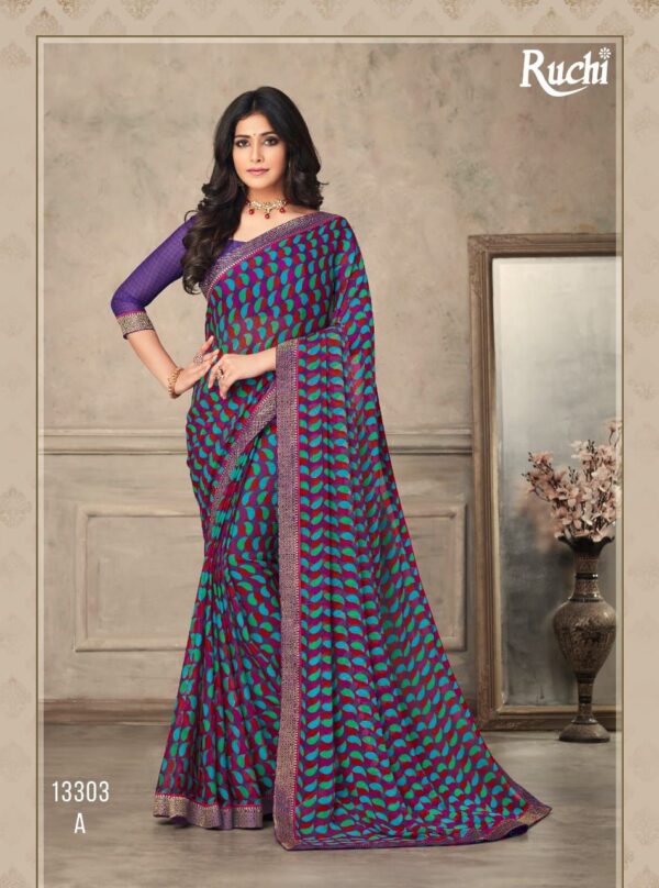Ruchi Saree Present Savera Fancy  Chiffon Saree With Banarasi Border