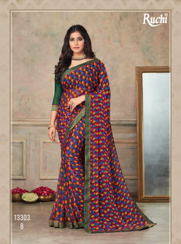 Ruchi Saree Present Savera Fancy  Chiffon Saree With Banarasi Border