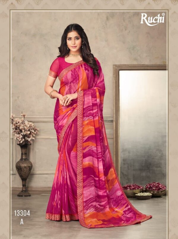 Ruchi Saree Present Savera Fancy  Chiffon Saree With Banarasi Border