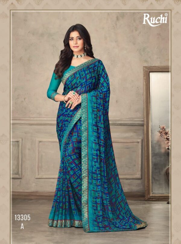 Ruchi Saree Present Savera Fancy  Chiffon Saree With Banarasi Border