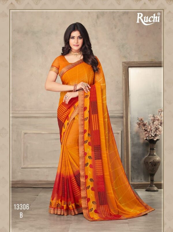 Ruchi Saree Present Savera Fancy  Chiffon Saree With Banarasi Border
