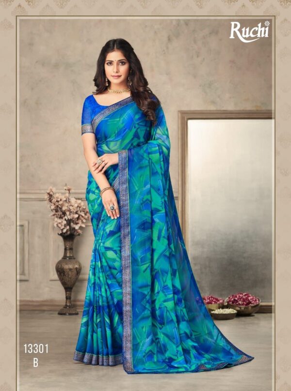Ruchi Saree Present Savera Fancy  Chiffon Saree With Banarasi Border