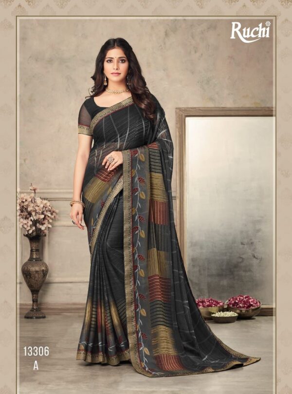 Ruchi Saree Present Savera Fancy  Chiffon Saree With Banarasi Border