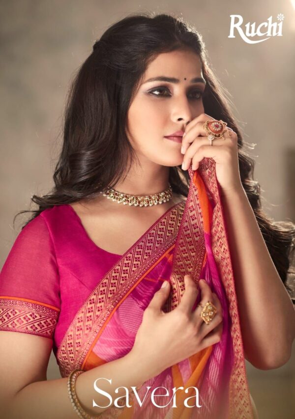 Ruchi Saree Present Savera Fancy  Chiffon Saree With Banarasi Border