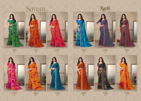 Ruchi Saree Present Savera Fancy  Chiffon Saree With Banarasi Border