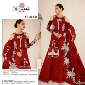 Ramsha R 382 D Georgette Embroidery Pakistani Suits Wholesale