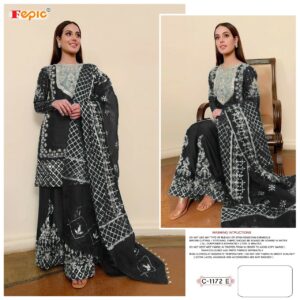 Fepic Rosemeen C 1172 E Beautiful Black Organza Pakistani Dress
