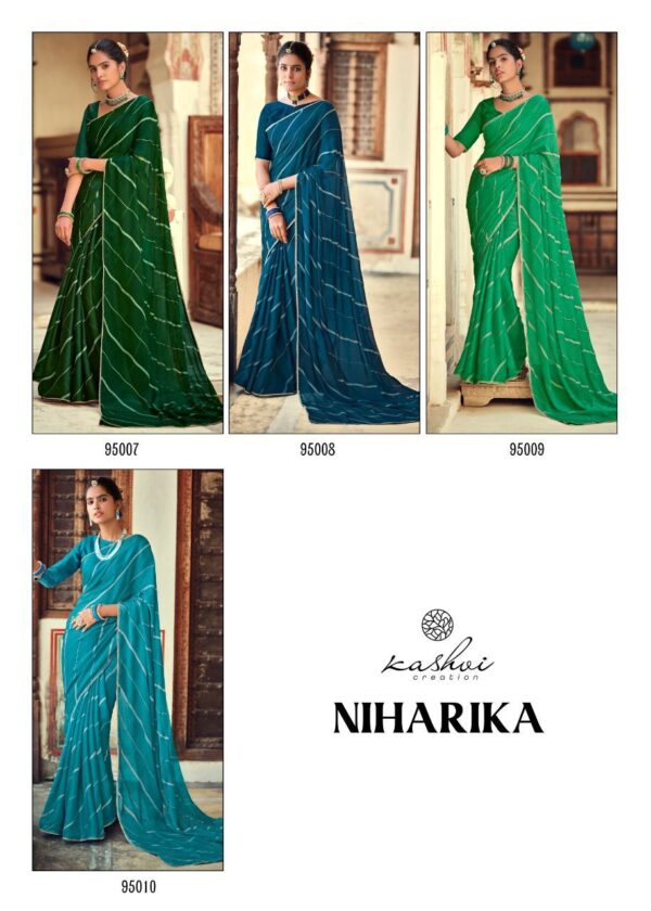 Kashvi Creation Present Niharika Moss Chiffon Sarees Catalog Wholesaler