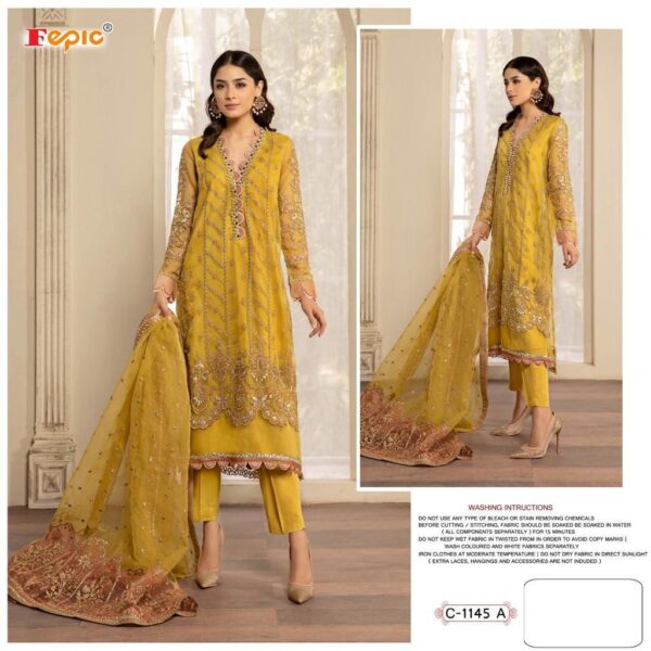 Fepic Rosemeen C  5145 Pure Organza Heavy Embroidery Pakistani Salwar Kameez