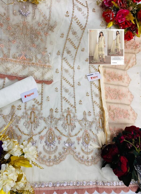 Fepic Rosemeen C  5145 Pure Organza Heavy Embroidery Pakistani Salwar Kameez