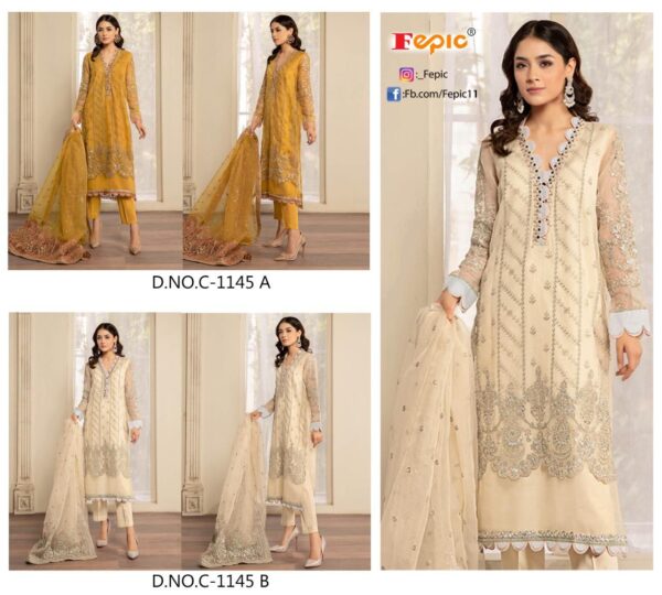 Fepic Rosemeen C  5145 Pure Organza Heavy Embroidery Pakistani Salwar Kameez