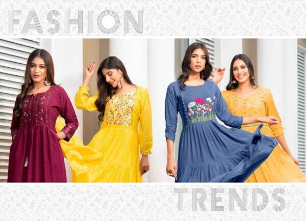 Psyna Present Precious Vol 3 Fancy Long Muslin Rayon And Cotton Kurtis Catalogue Wholesaler