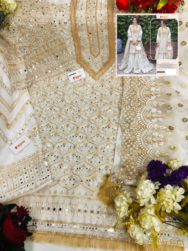 Fepic Rosemeen 39012 Pure Organza Heavy Embroidery Bridal Wedding Wear Pakistani Salwar Kameez