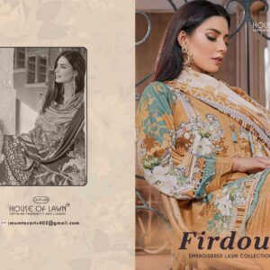 HOUSE OF LAWN FIRDOUS EMBROIDERY LAWN COLLECTION PAKISTANI SUITS